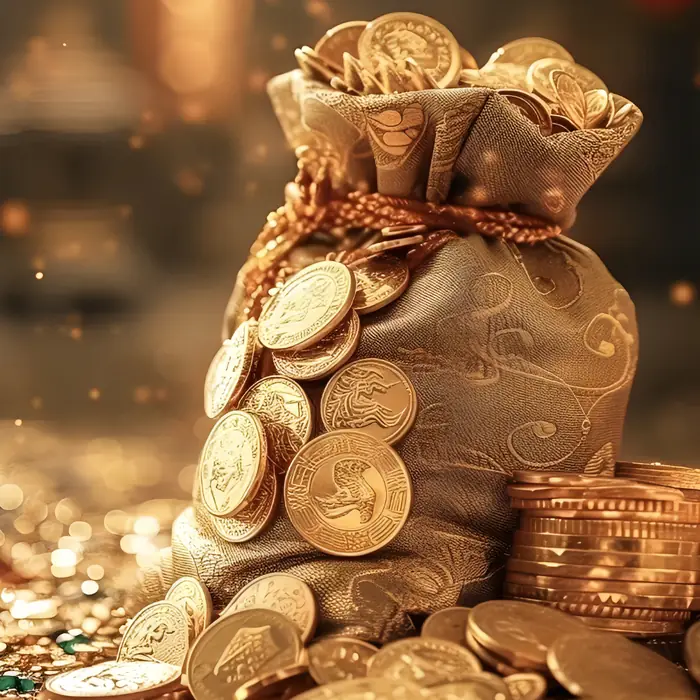 Ritual simbólico de prosperidad con monedas