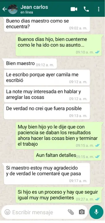 Testimonio de consulta espiritual por WhatsApp